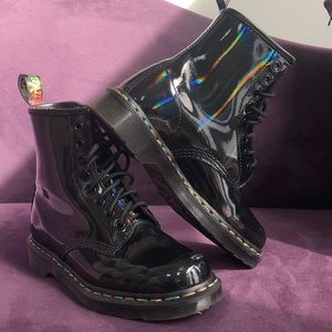 Amazing holographic black Doc Martens boots